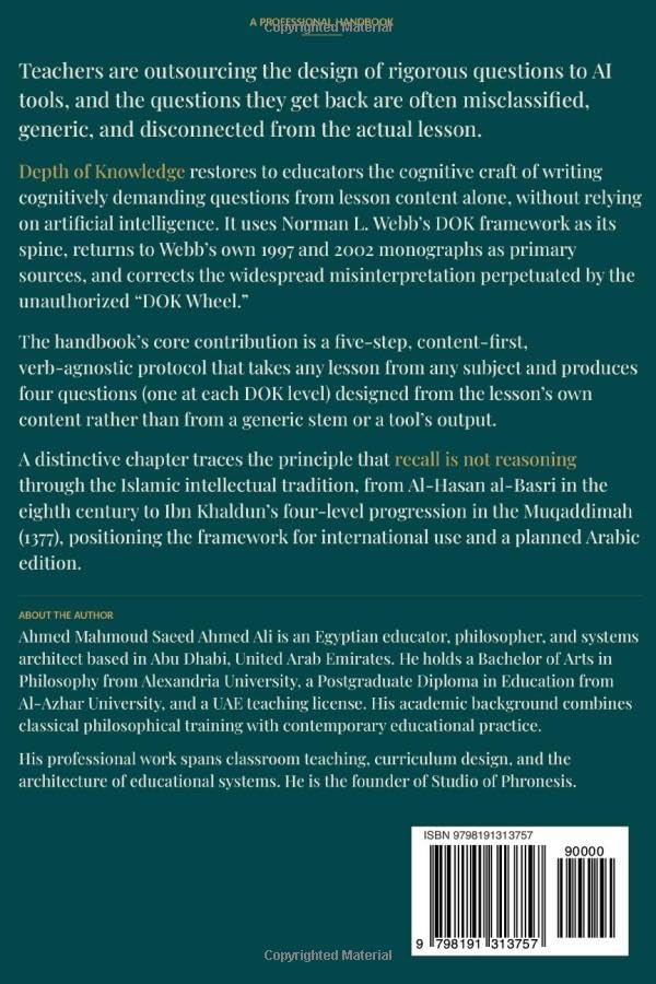 Depth of Knowledge — back cover